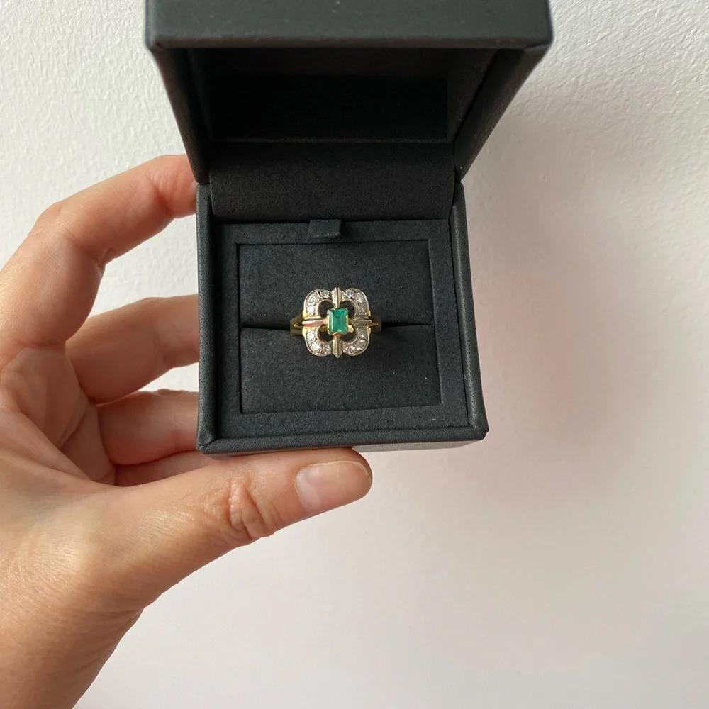 For Antique Collectors Emerald and Diamonds Ring. - Picture 3 of 6